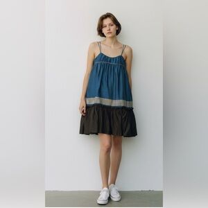 Twist teal and black flowy summer dress size US 8